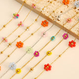 COLORFUL STAINLESS STEEL FLOWER ANKLET_CWAJE4610