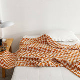 Versatile Houndstooth Knitted Wool Throw Blanket_Cwmm2386