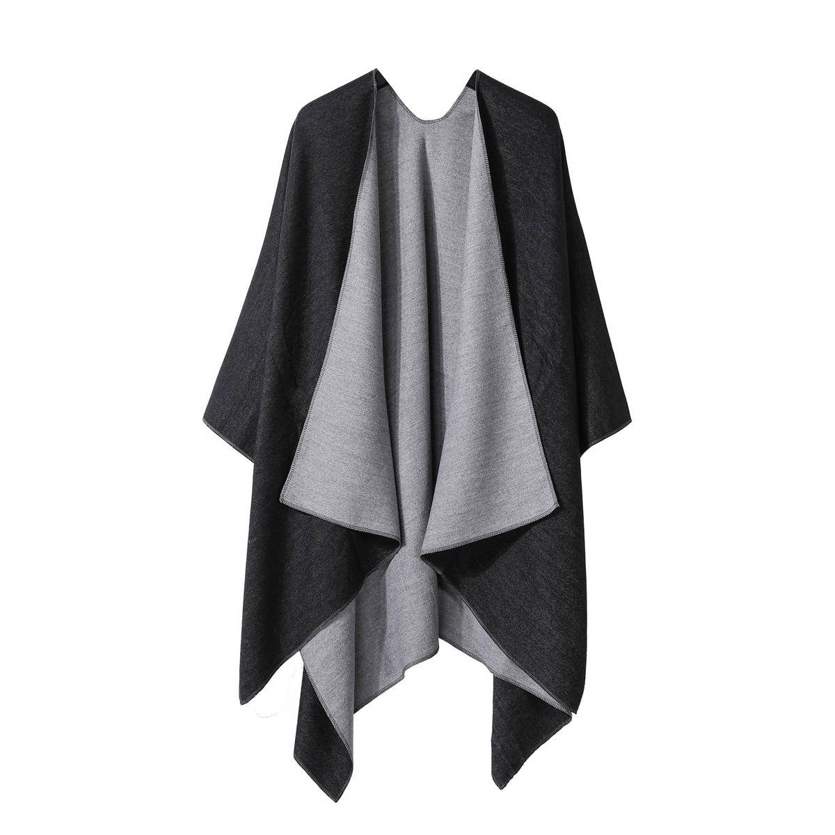 SOLID COLOR DOUBLE SIDED CAPE SHAWL OUTER CAPE_CWASC2131