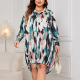 PLUS SIZE POLO DRESS LOOSE FIT DRAWSTRING HEM_CWDMD5970