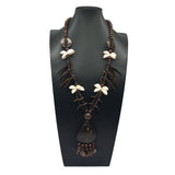 BOHEMIAN COCONUT SHELL VINTAGE LONG NECKLACE_CWMM4564