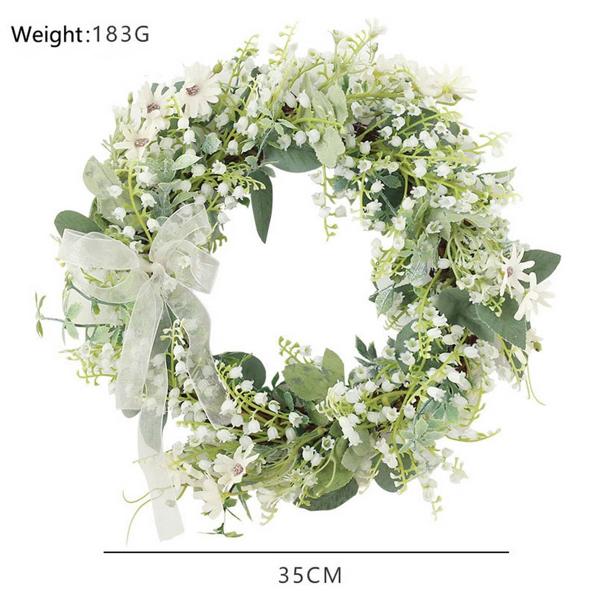 SPRING ARTIFICIAL BELLFLOWER BOW WREATH DECOR_CWAJE05383
