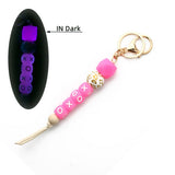 GLOW BEAD BRACELET NEON SILICONE WRISTLET KEYCHAIN_CWAB5095