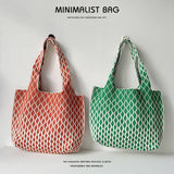 Women Fashion Plaid Knitted Shoulder Handbag_Cwab1515