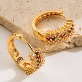 GOLD PLATED CZ HOOP EARRINGS WOMEN S CHIC STYLE_CWMM8519