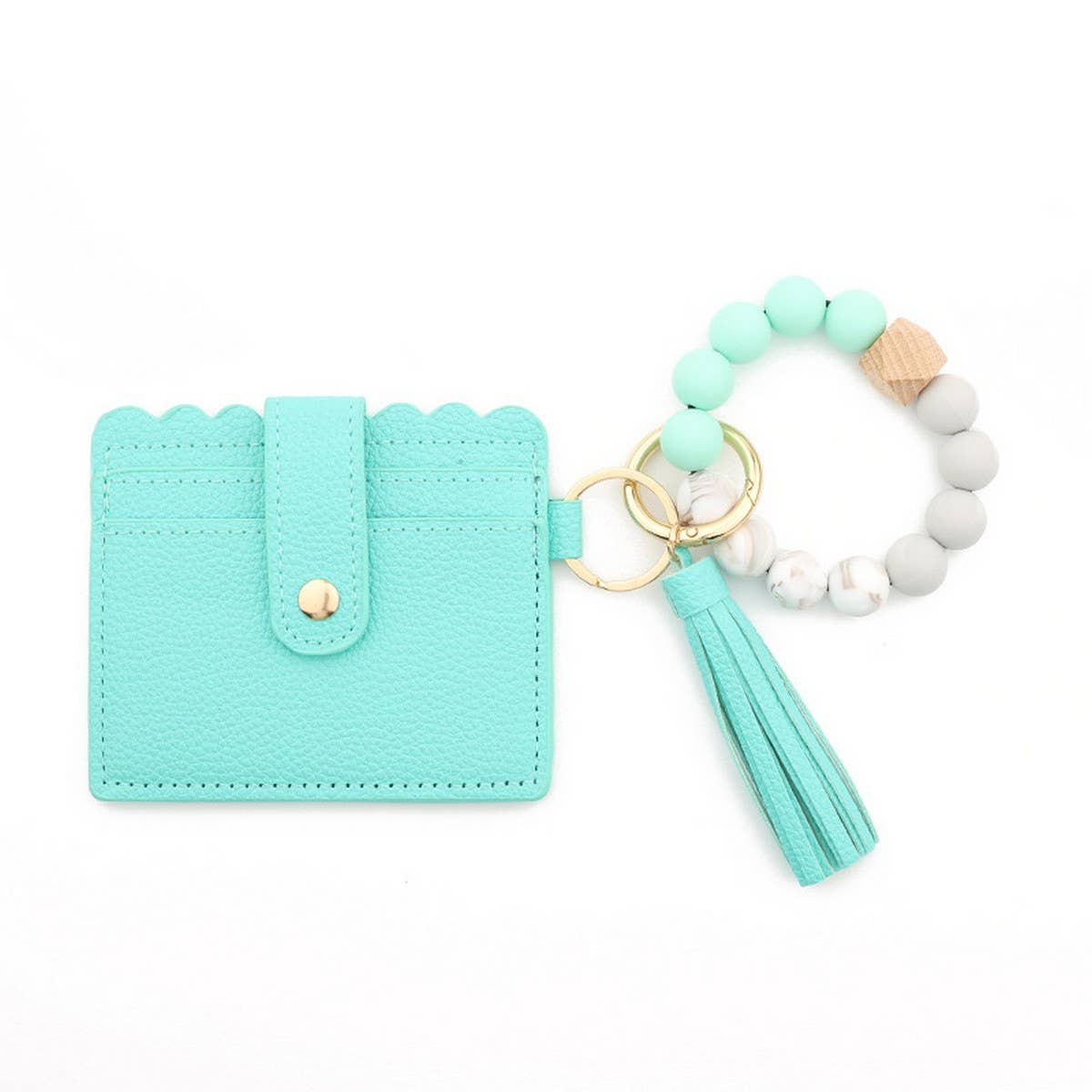 LEATHER WALLET TASSEL KEYCHAIN BRACELET_CWAJE0654
