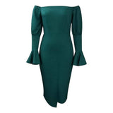 Trumpet Sleeve Hip-Hugging Tight Fashion Dress_Cwdsd6139