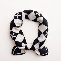 Cwasc2405_Fashion Checkerboard Silk Scarf Simple Silk Scarf