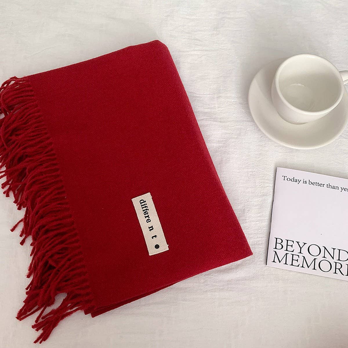 COLORBLOCK TASSEL SCARF THICK WRAP FOR STUDENTS_CWASC2281