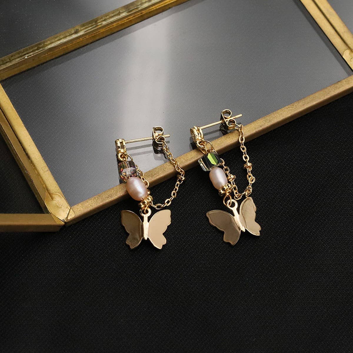 NEW SILVER NEEDLE BUTTERFLY TEMPERAMENT EARRINGS_CWAJE3798