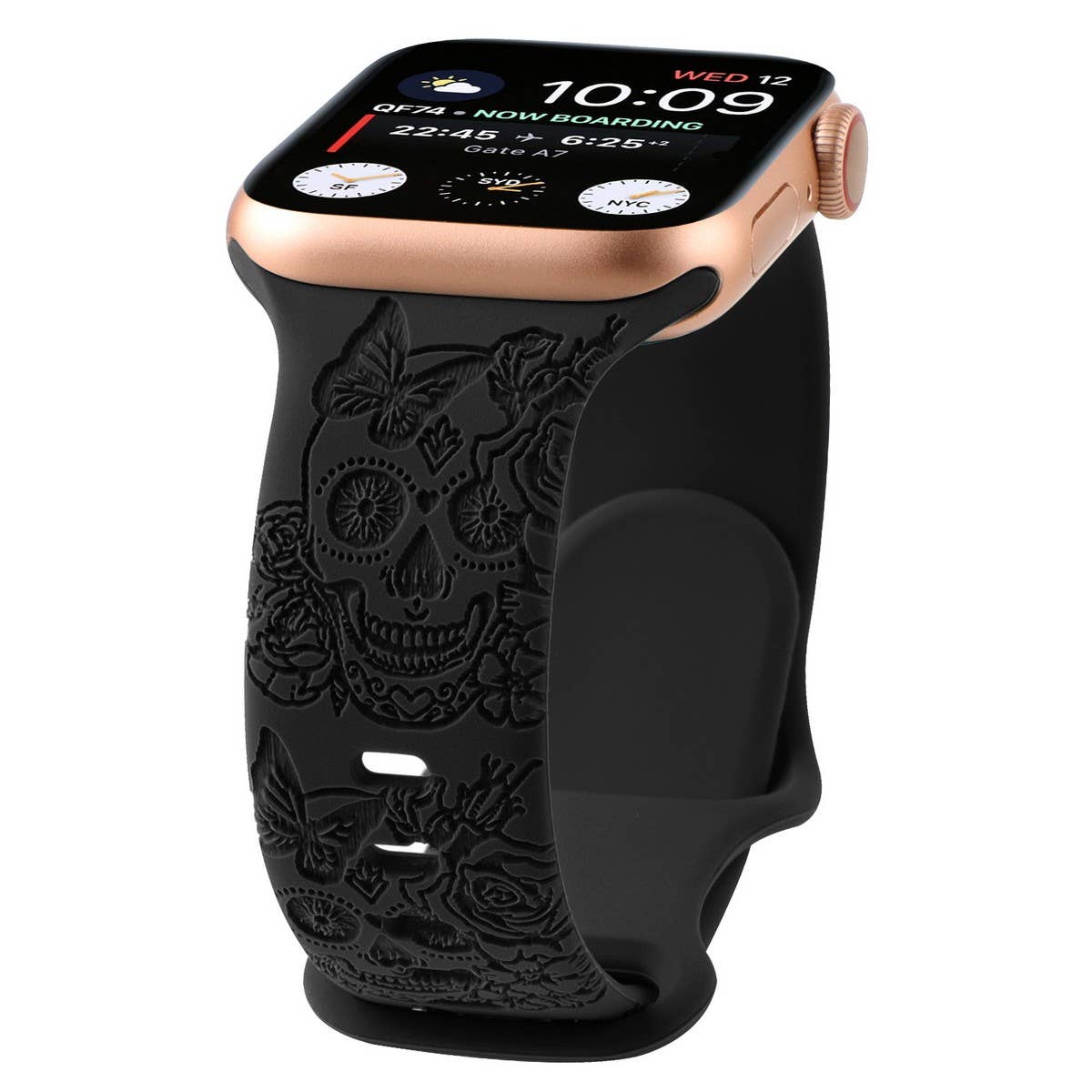ENGRAVED CHECKERED SILICONE APPLE WATCH9 1 STRAP_CWASC1562