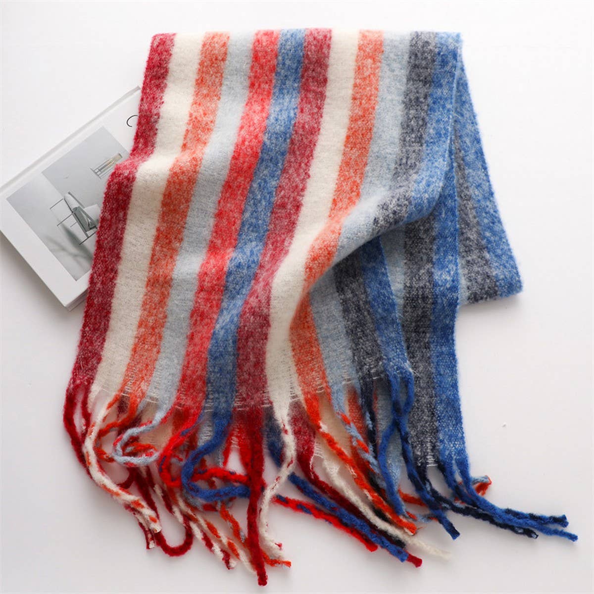 RAINBOW STRIPE SCARF COZY CUTE WINTER WRAP_CWASC0984