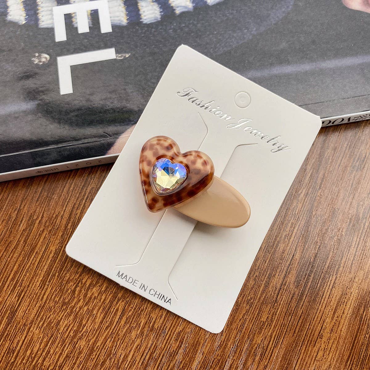 CHILDRENS CUTE HEART SHAPED DIAMOND HAIRPIN_CWAHA0730