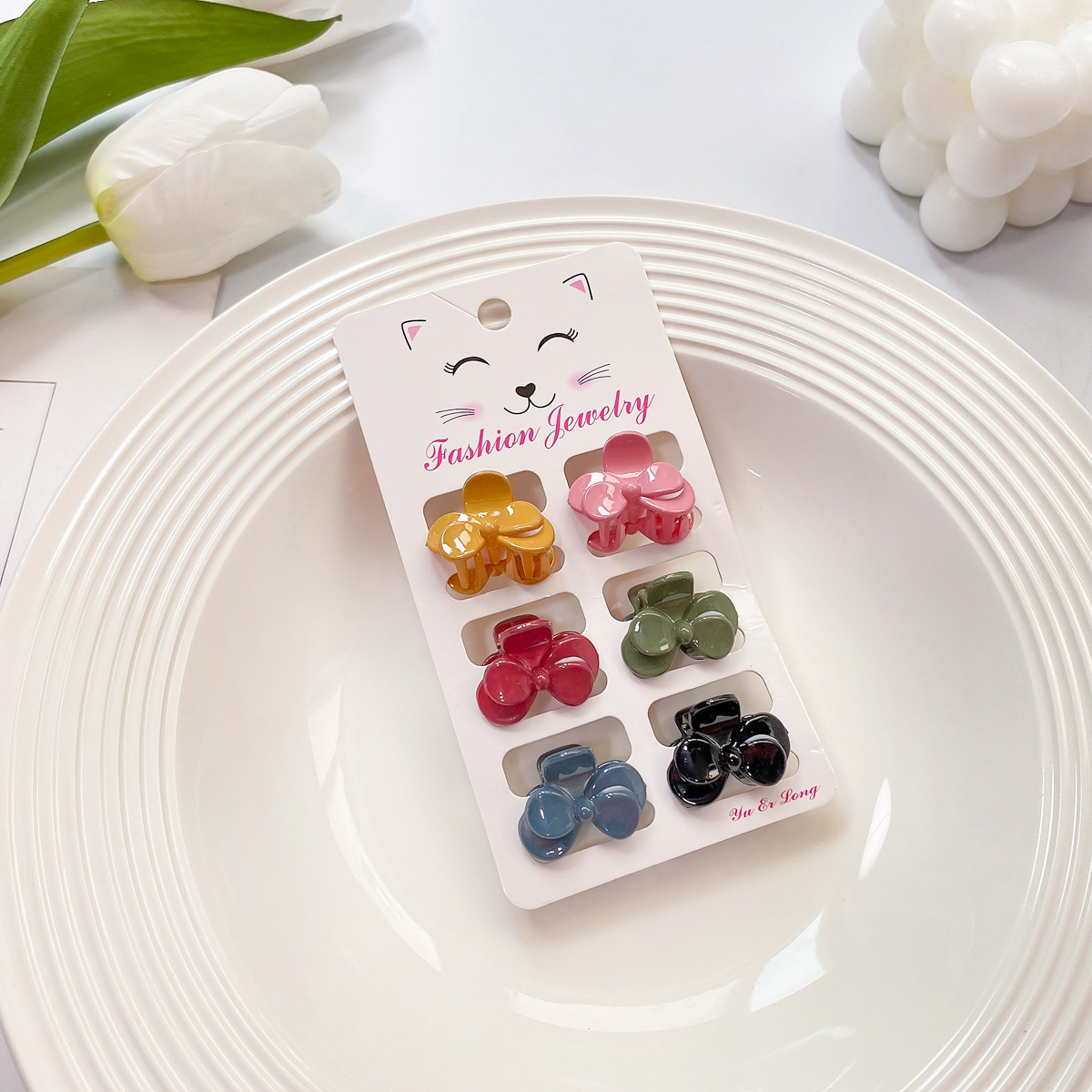 6PCS CANDY COLOR MINI HAIR CLAWS CUTE BANG CLIPS_CWAHA0727