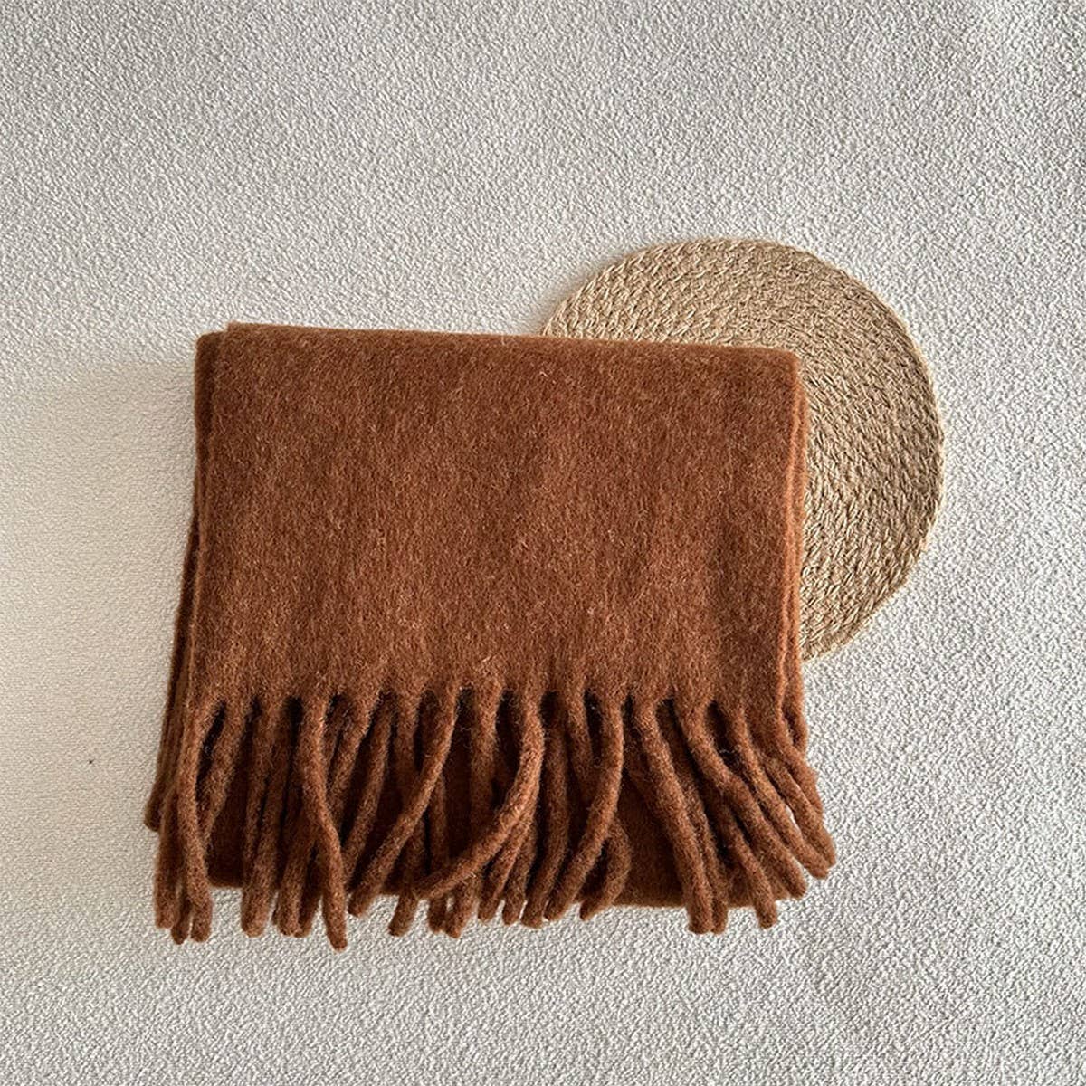 RED WOOL BLEND SCARF FOR WINTER SOFT WARM_CWASC2282