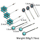 Turquoise Stone Hair Clip, Vintage Side Bang Pin