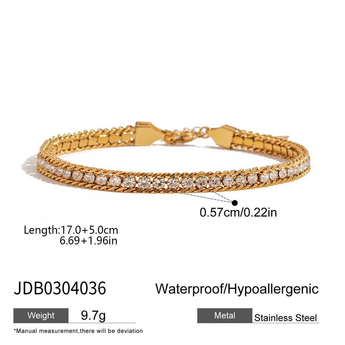 CLASSIC 18K GOLD PAPERCLIP HOLLOW CHAIN BRACELET_CWAJE4637