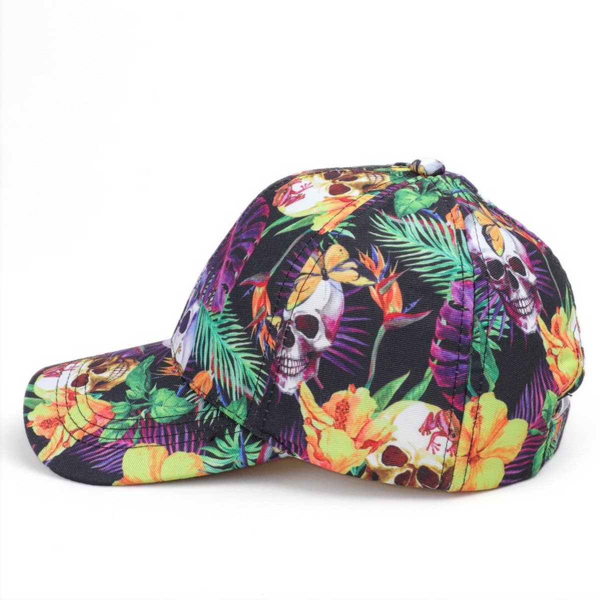 SKULL LEAF PRINT GRAFFITI BASEBALL CAP SUN HAT CWAH1549