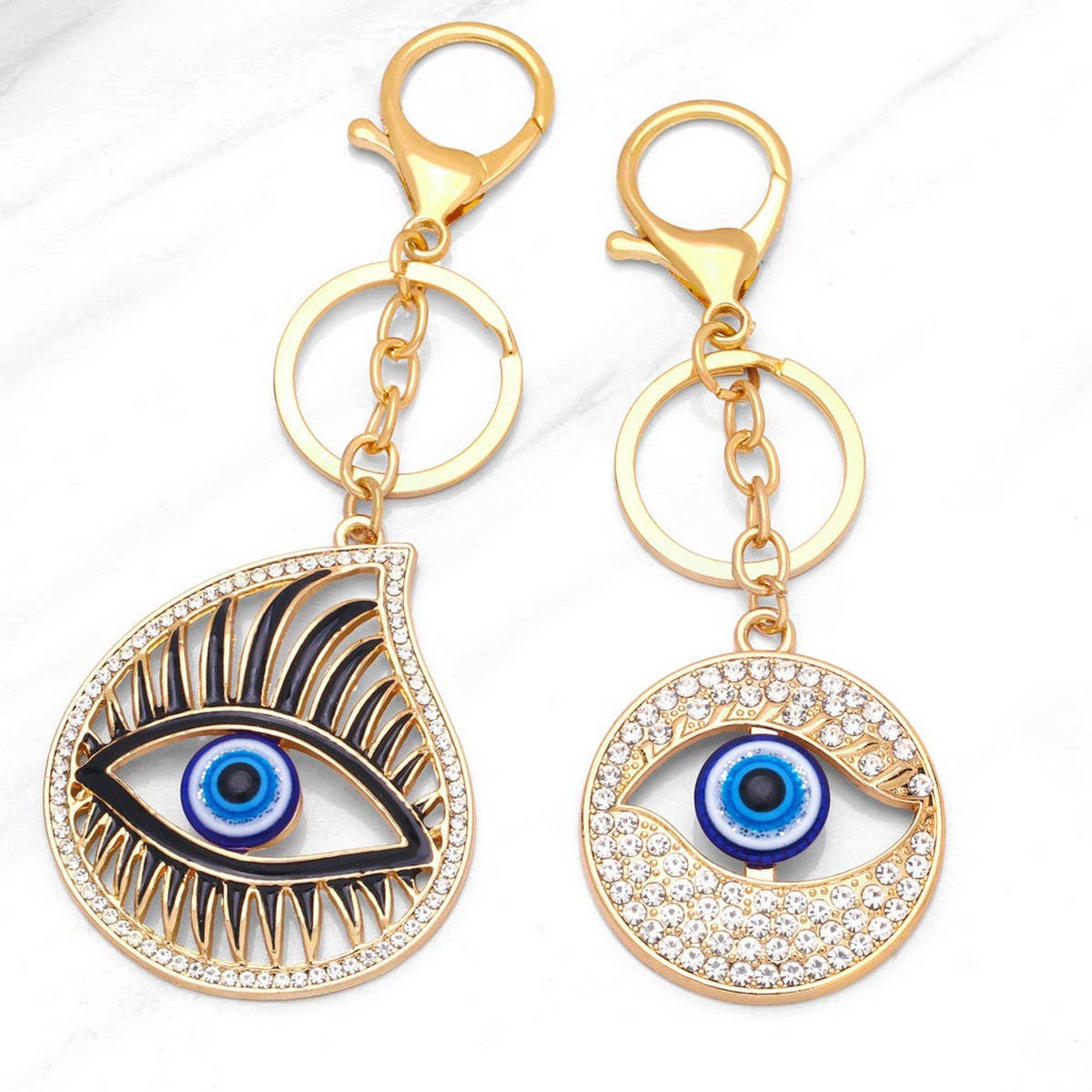 COLORED DIAMOND DEVILS EYE METAL KEYCHAIN PENDANT_CWAJE0878
