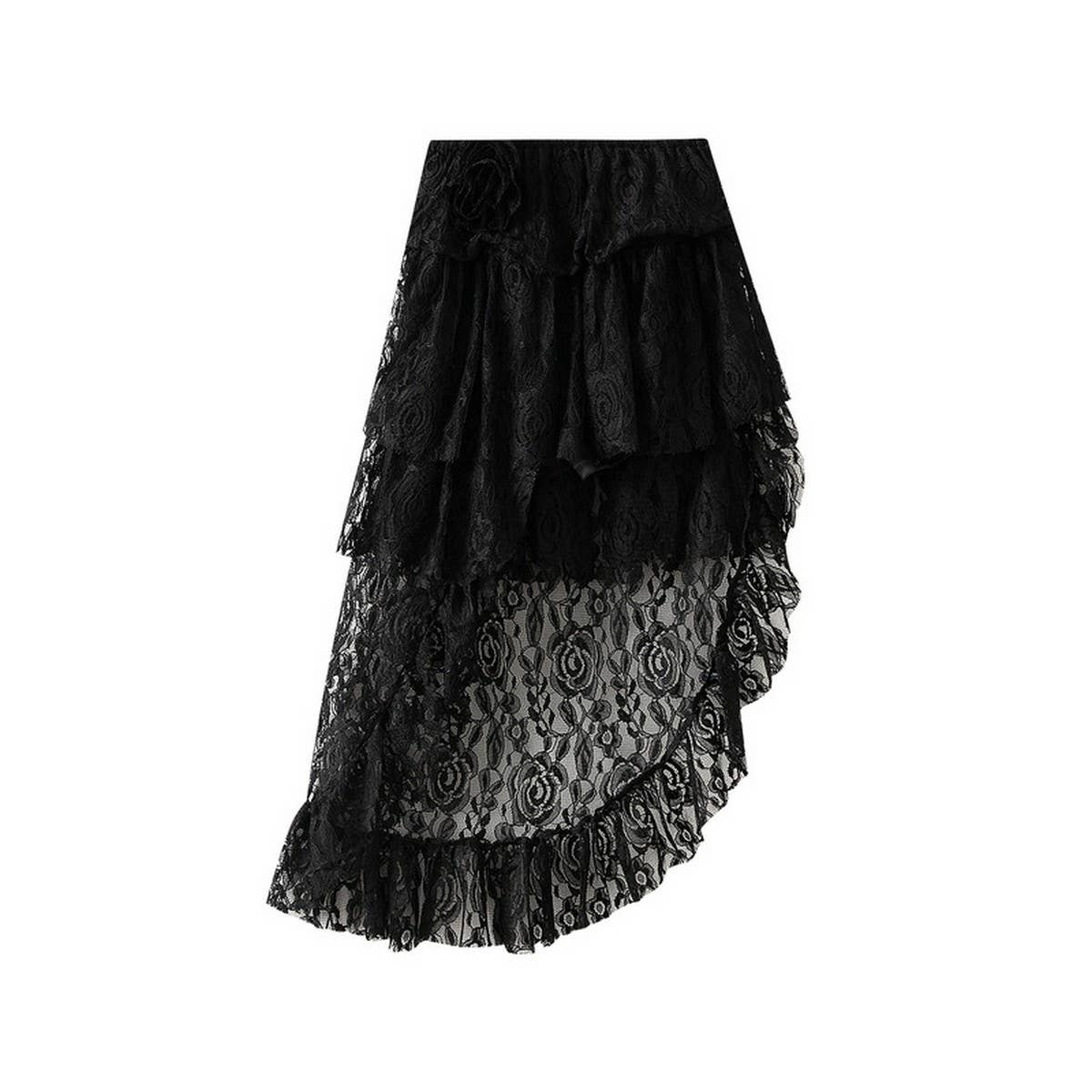IRREGULAR LACE SKIRT CAKESKIRT HIGHWAIST MIDISKIRT_CWBMS0303