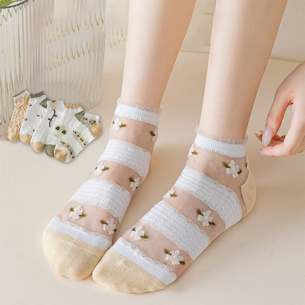 SUMMER THIN LACE INVISIBLE BOAT SOCKS_CWMS0518