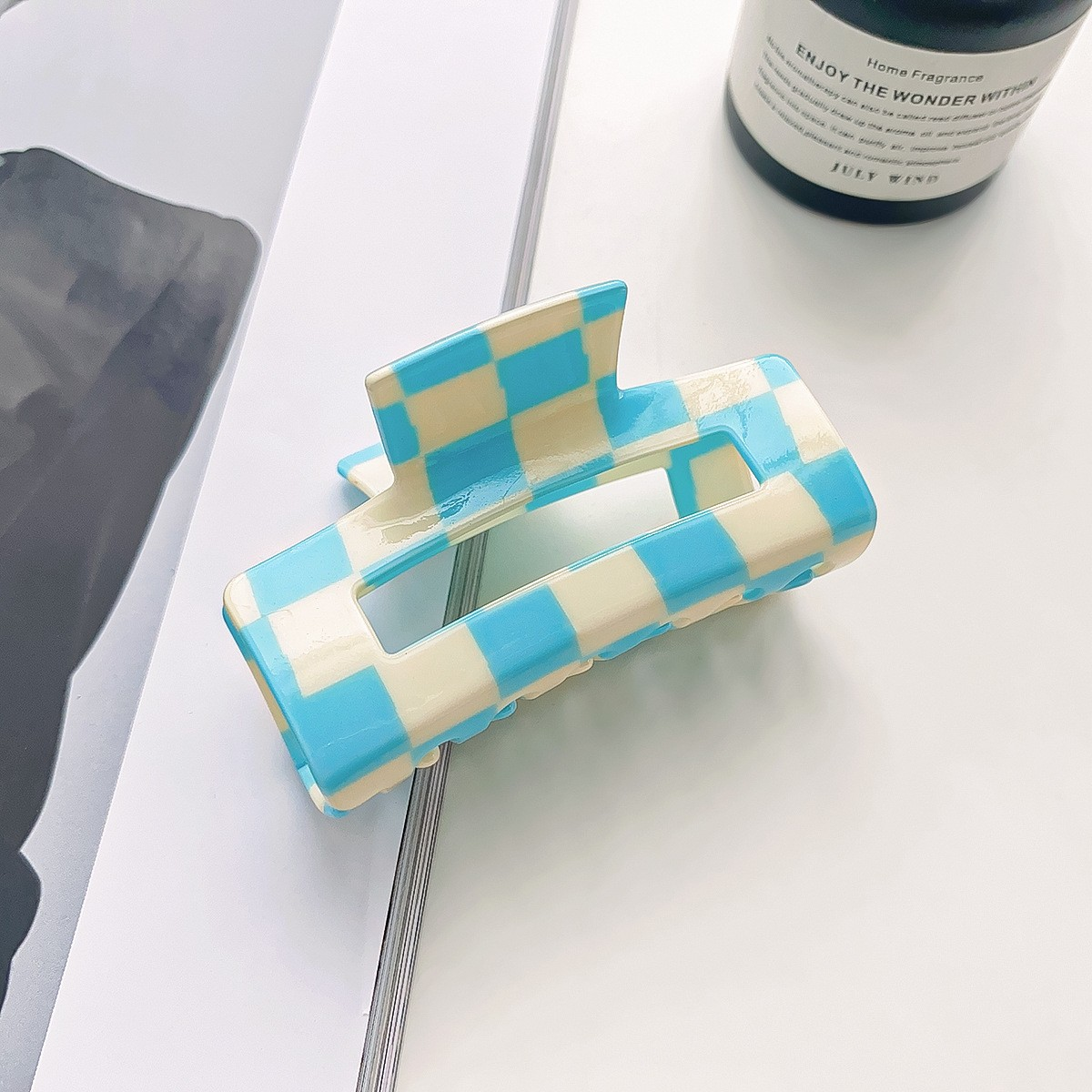 Checkerboard Hair Claw ? Candy Color Acetate Look_Cwmm10084