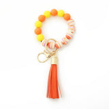COLORFUL SILICONE BEAD BRACELET WITH WOOD KEYCHAIN_CWAB5108