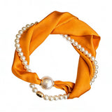 Solid Pearl Magnetic Silk Neck Scarf_Cwasc03939