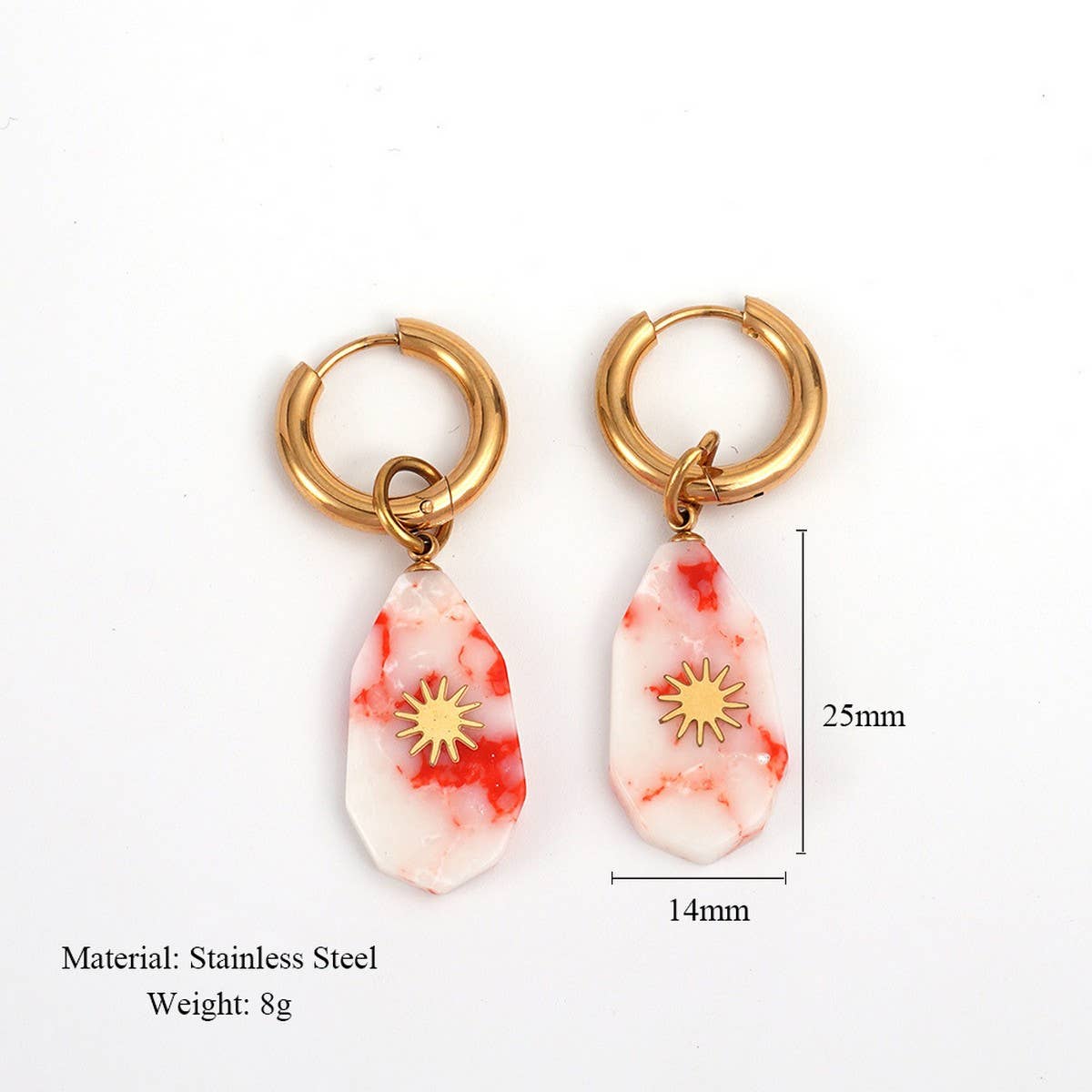 Vintage Steel Necklace Earrings With Stone_Cwmm8847