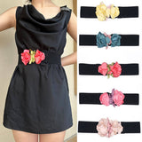 FLORAL WIDE ELASTIC WAIST BELT FOR SUMMER DRESS_CWMM6409
