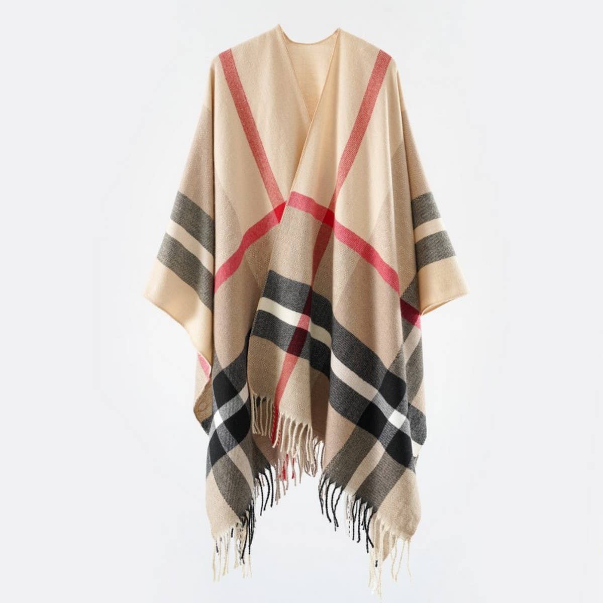 NEW WINTER WARM GRADIENT PLAID TASSEL SHAWL_CWMM2090