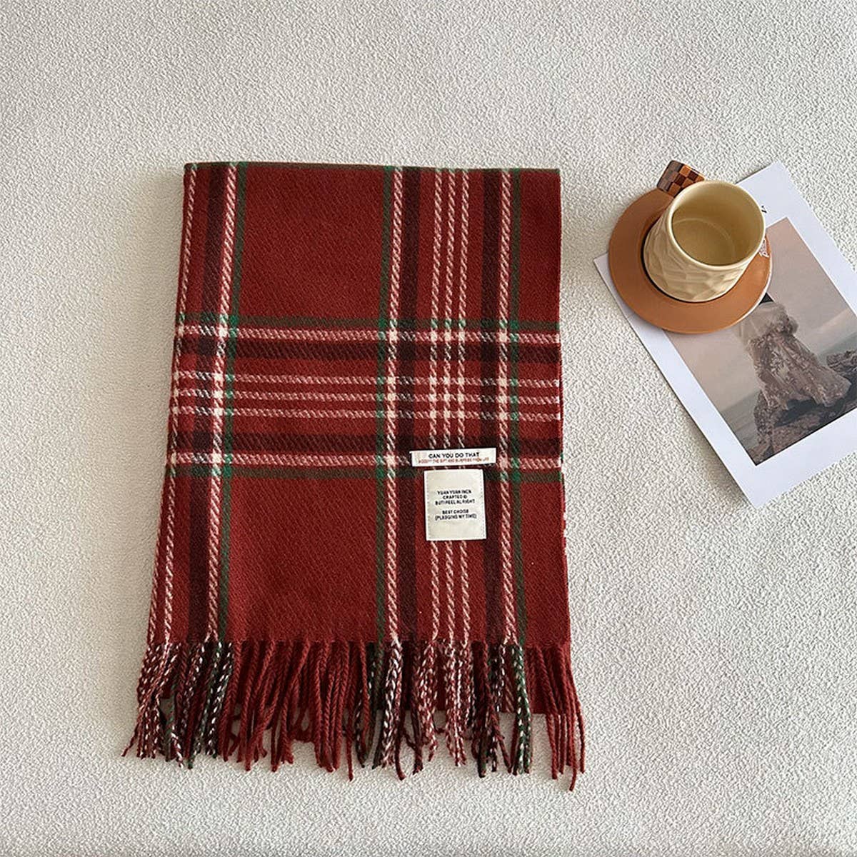 ANGORA RED SCARF FOR WOMEN WINTER WARMTH STYLE_CWASC2297