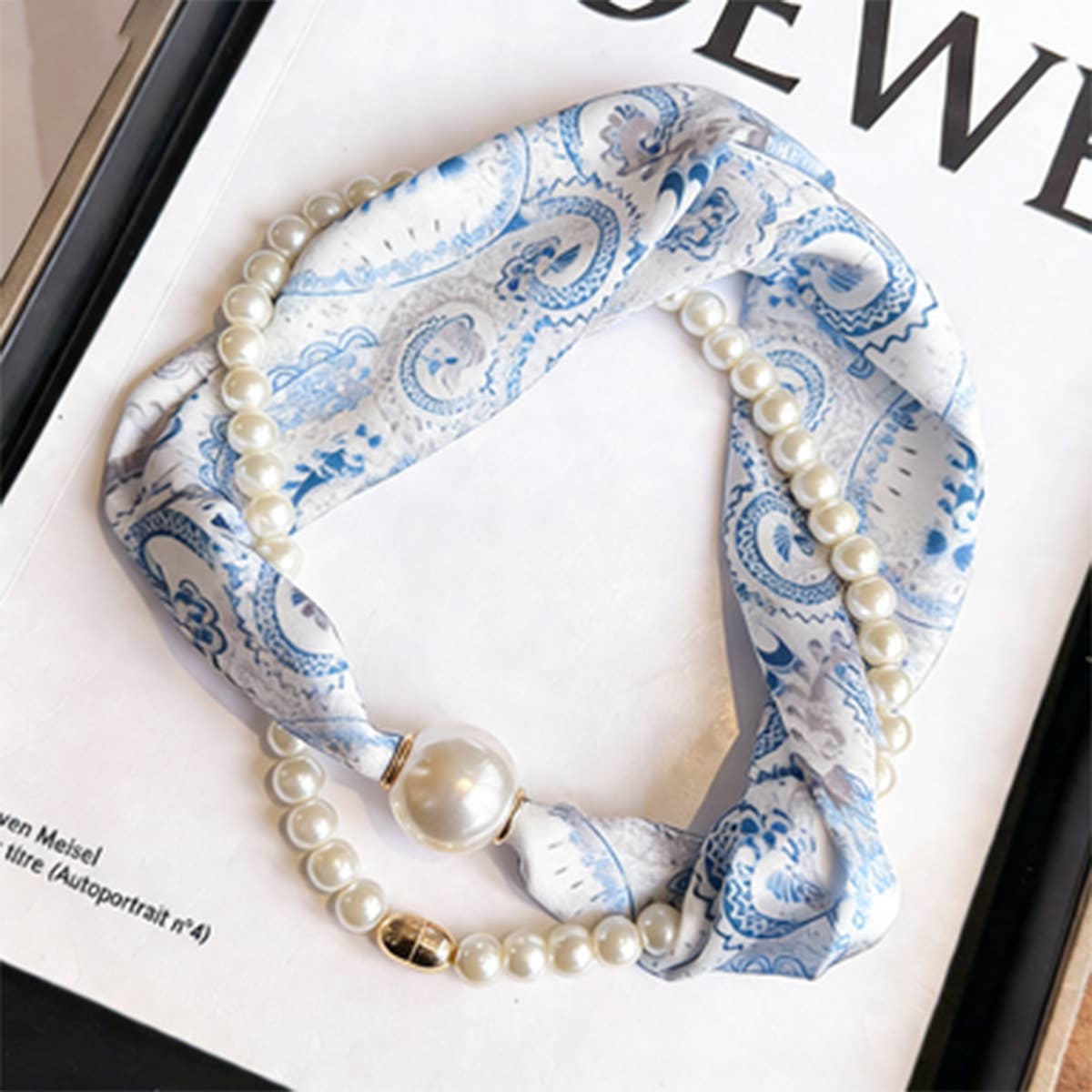 Pearl Magnetic Skinny Silk Neck Scarf_Cwasc03938