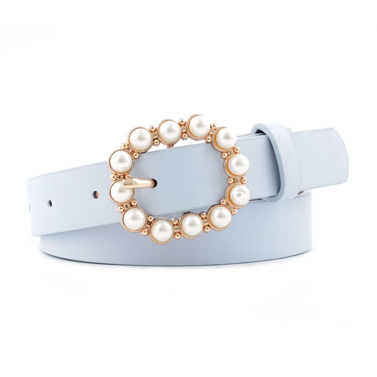 W 0.91"Pearl Buckle Slender Belt For Dresses_Cwabe0197
