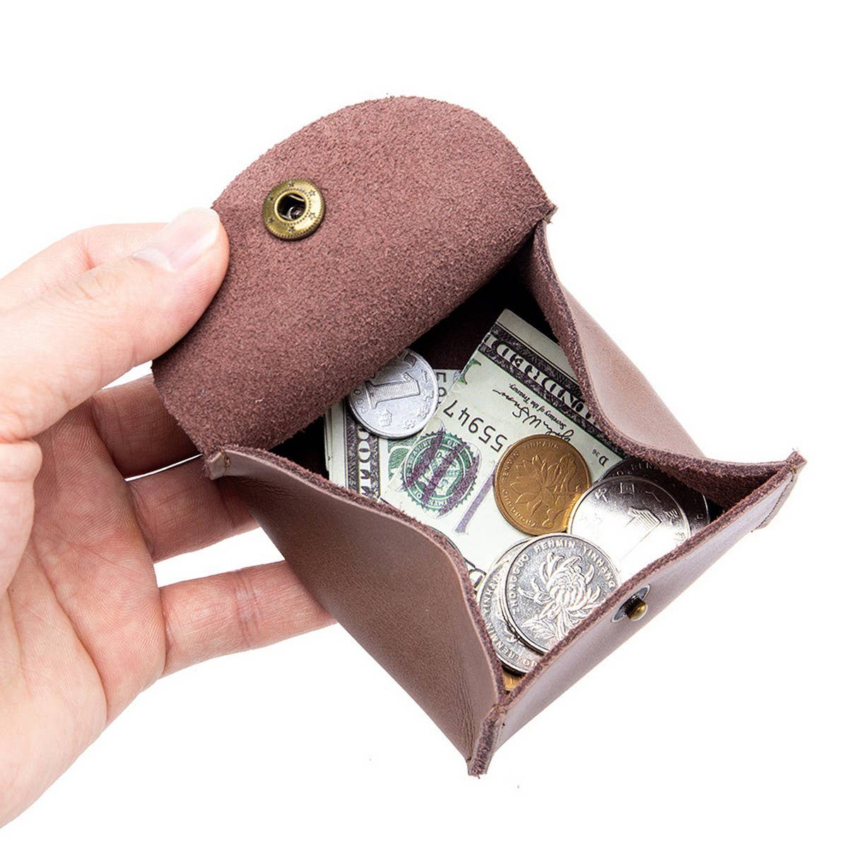 COWHIDE MINI STORAGE BAG GENUINE LEATHER WALLET_CWAB3892