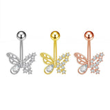 BUTTERFLY CZ BELLY RING COPPER STAINLESS STEEL_CWMM9319