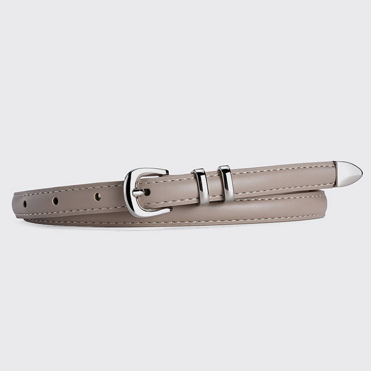 Cwabe0881_Simple And Versatile Silver Buckle Belt