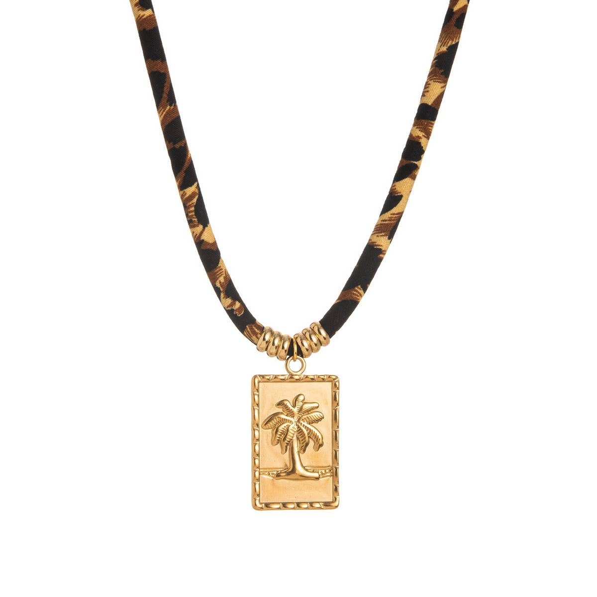 LEOPARD VELVET CORD NECKLACE BOLD FALL STATEMENT_CWMM6954