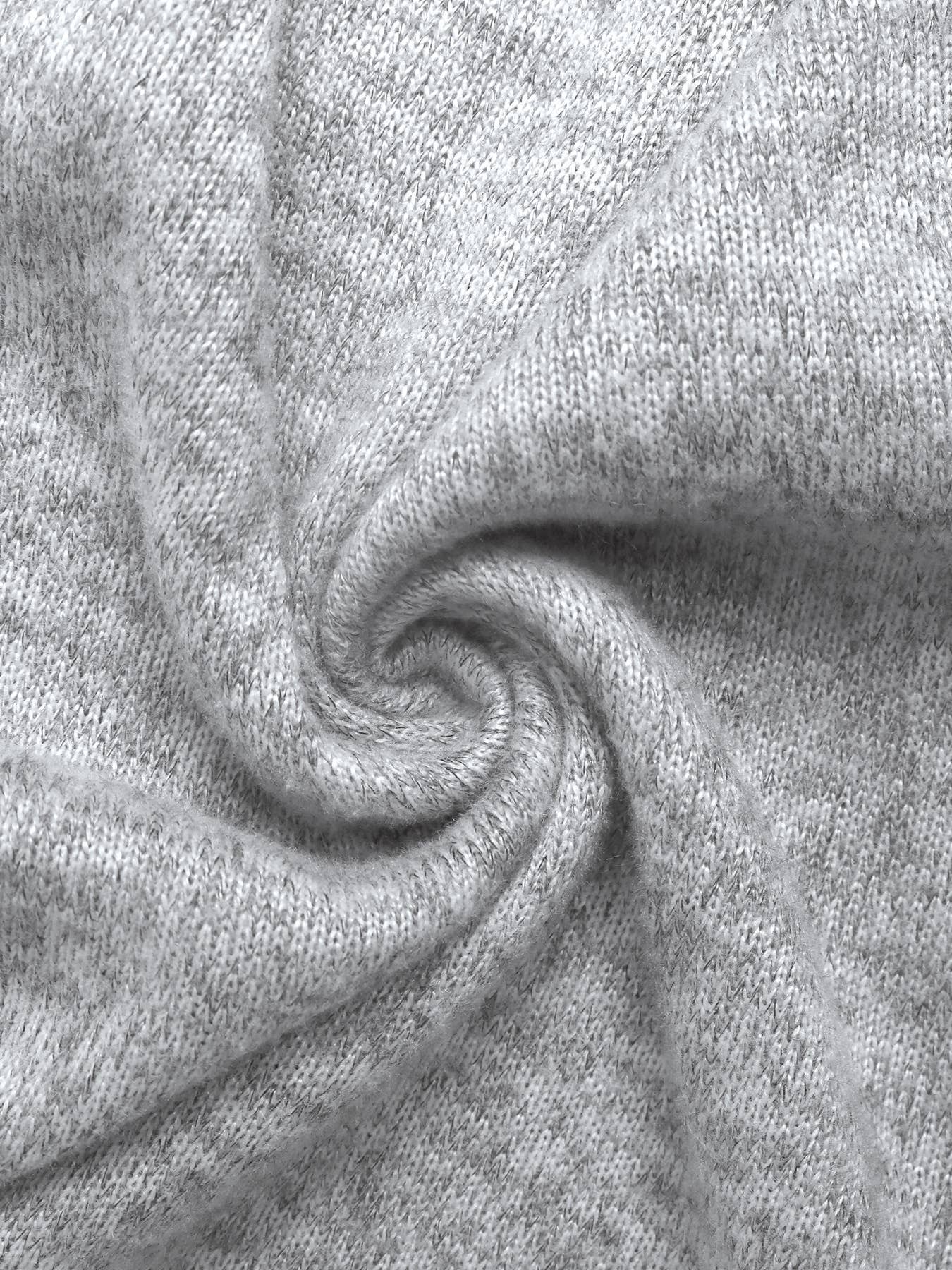 Solid-Color Brushed V-Neck Long-Sleeved Dress