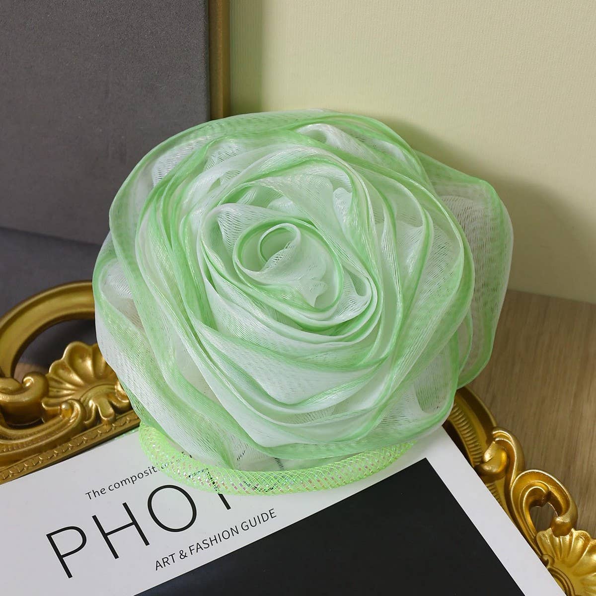 BATH POUF SOFT LARGE ROSE BATH POUF_CWMM3347