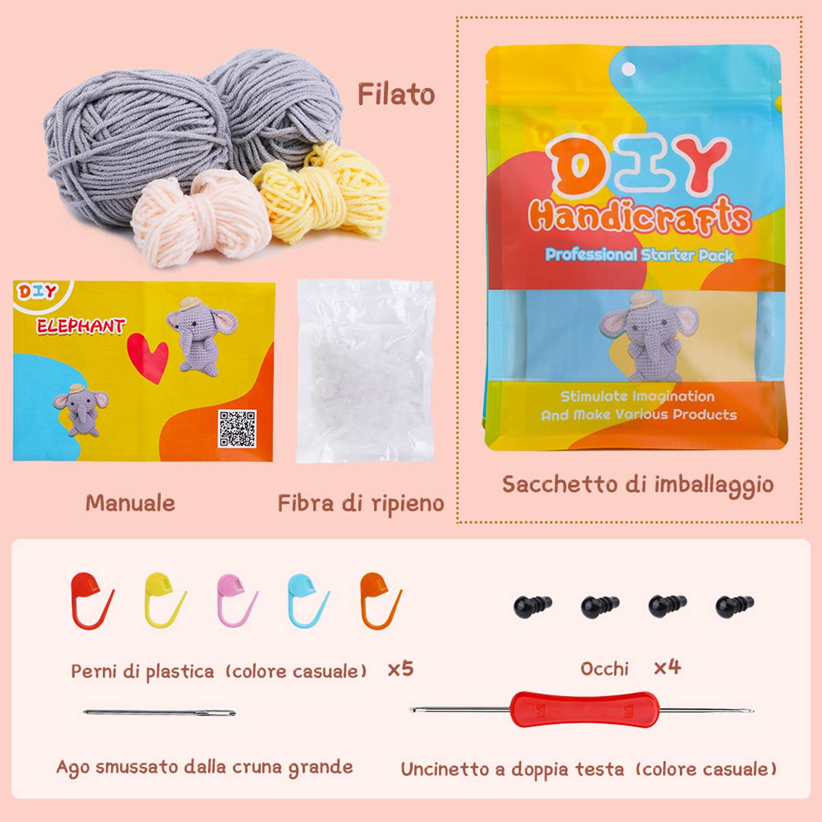 DECORATION ELEPHANT CROCHET MATERIAL PACK_CWMM0816