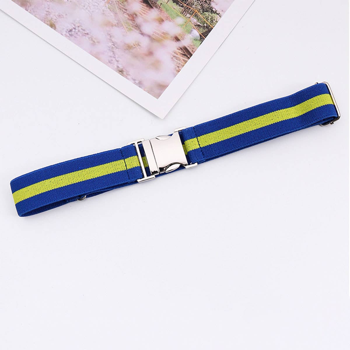 ALLOY BUCKLE ADJUSTABLE ELASTIC BRAIDED BELT_CWABE0676