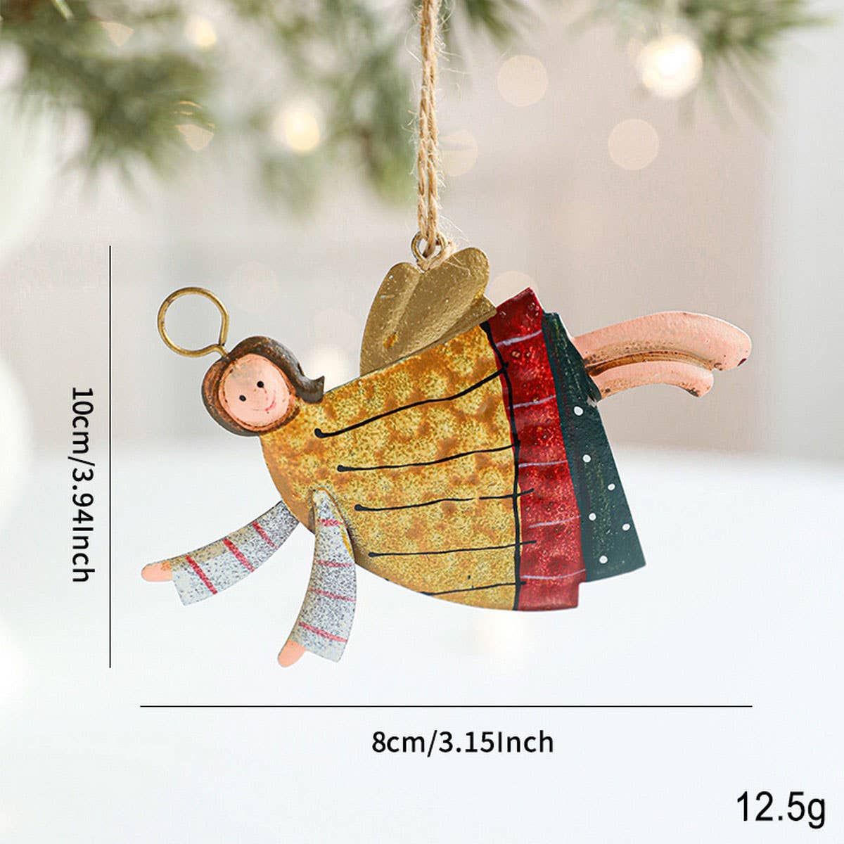 RUSTIC IRON ANGEL SANTA SNOWMAN TREE HANGING_CWMM9765