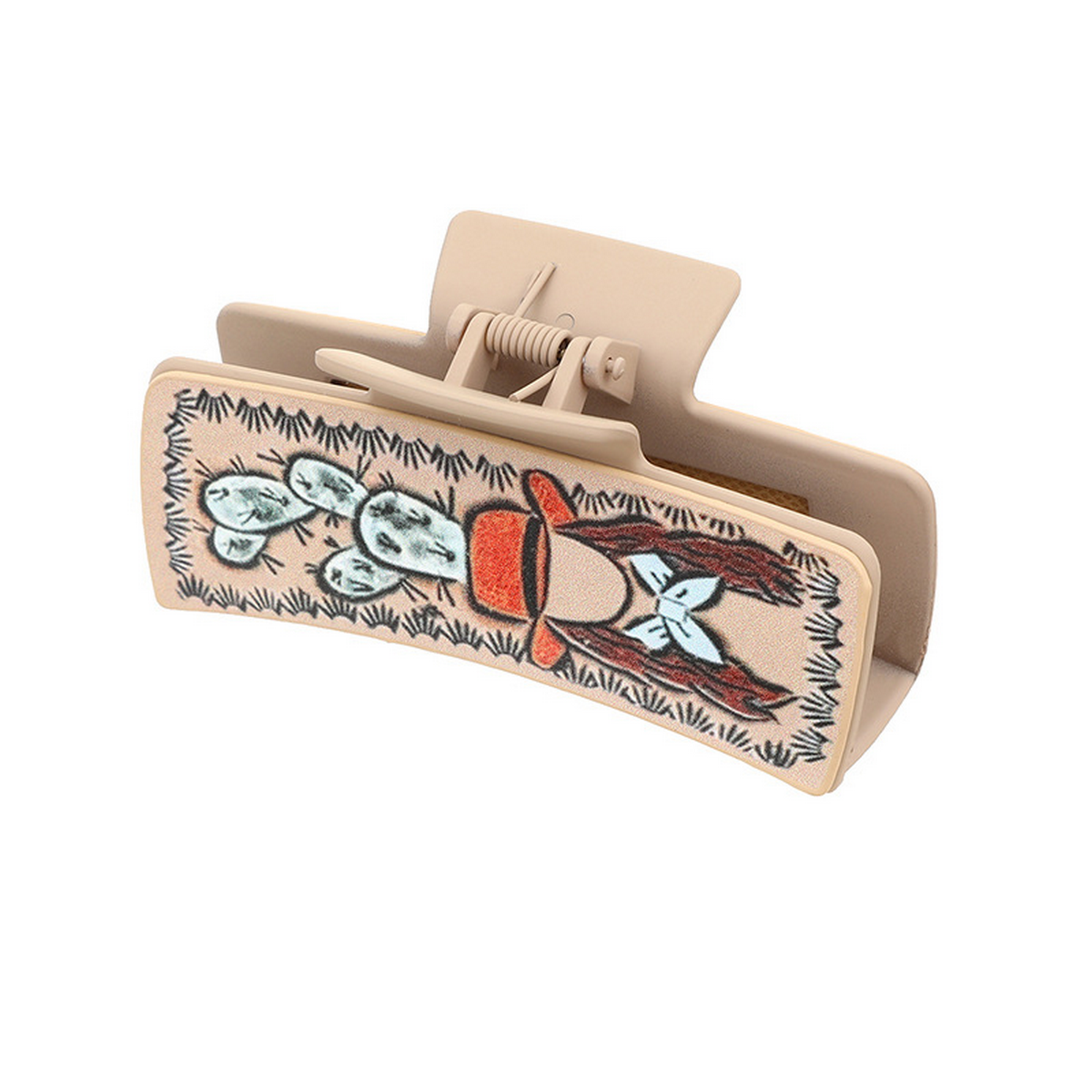 Western Bull Head Hair Claw - Cactus Leather Clip_Cwasc03060