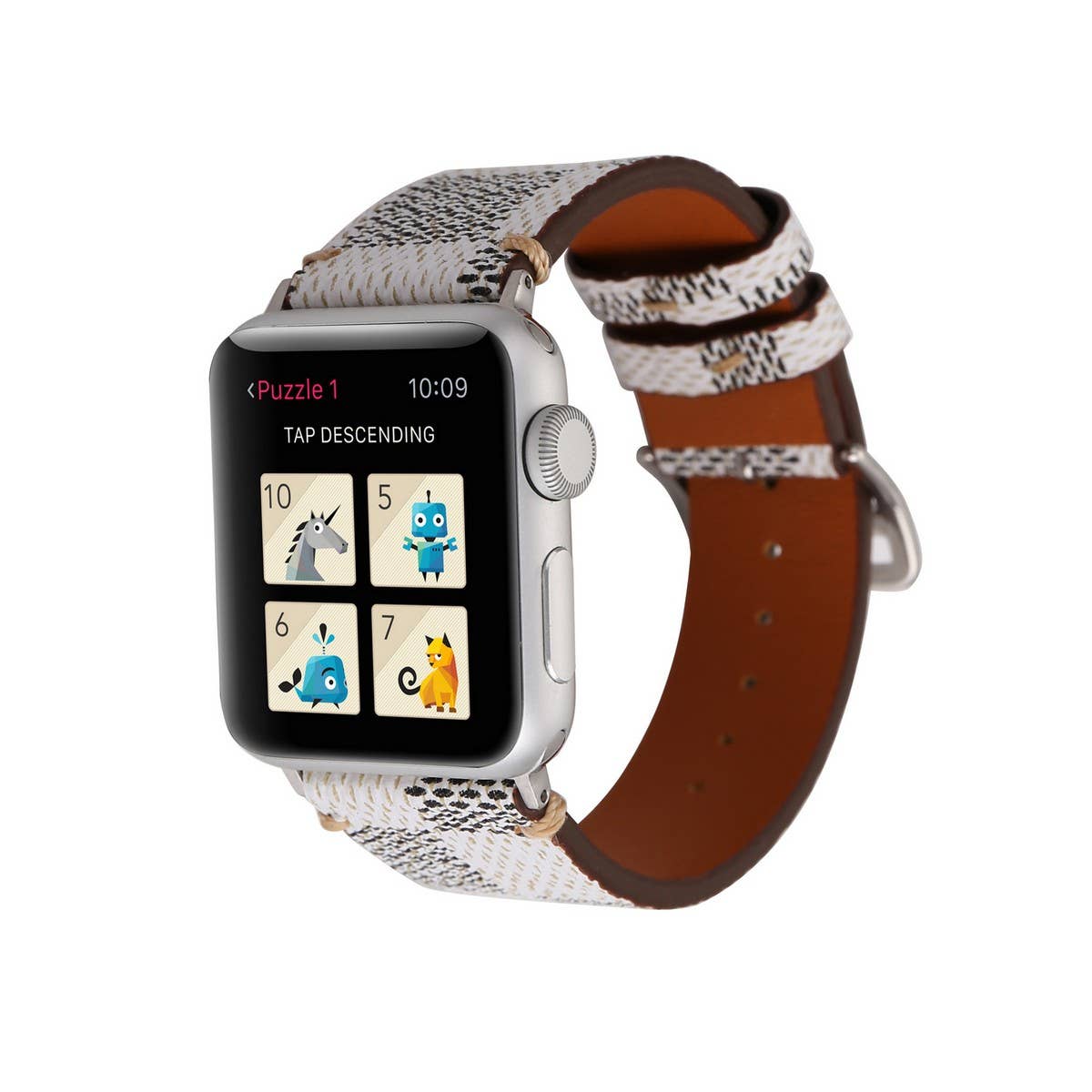 APPLE WATCH9 STYLISH PLAID LEATHER STRAP_CWASC1579