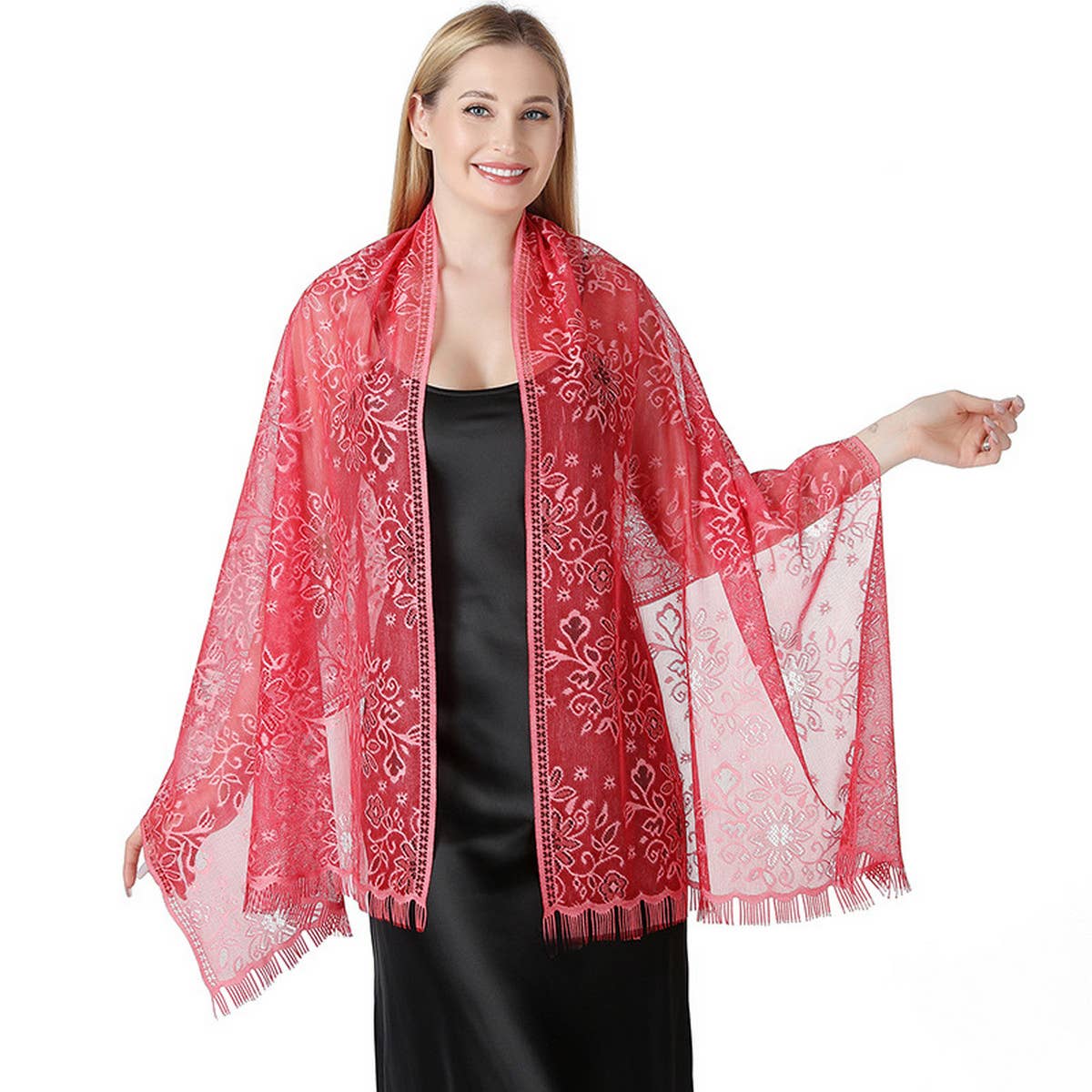 FLORAL LACE TIE DYE SHAWL BRIDAL EVENING WRAP_CWASC1092