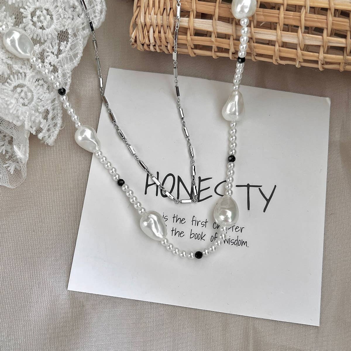 Versatile Double Layer Pearl Choker Necklace