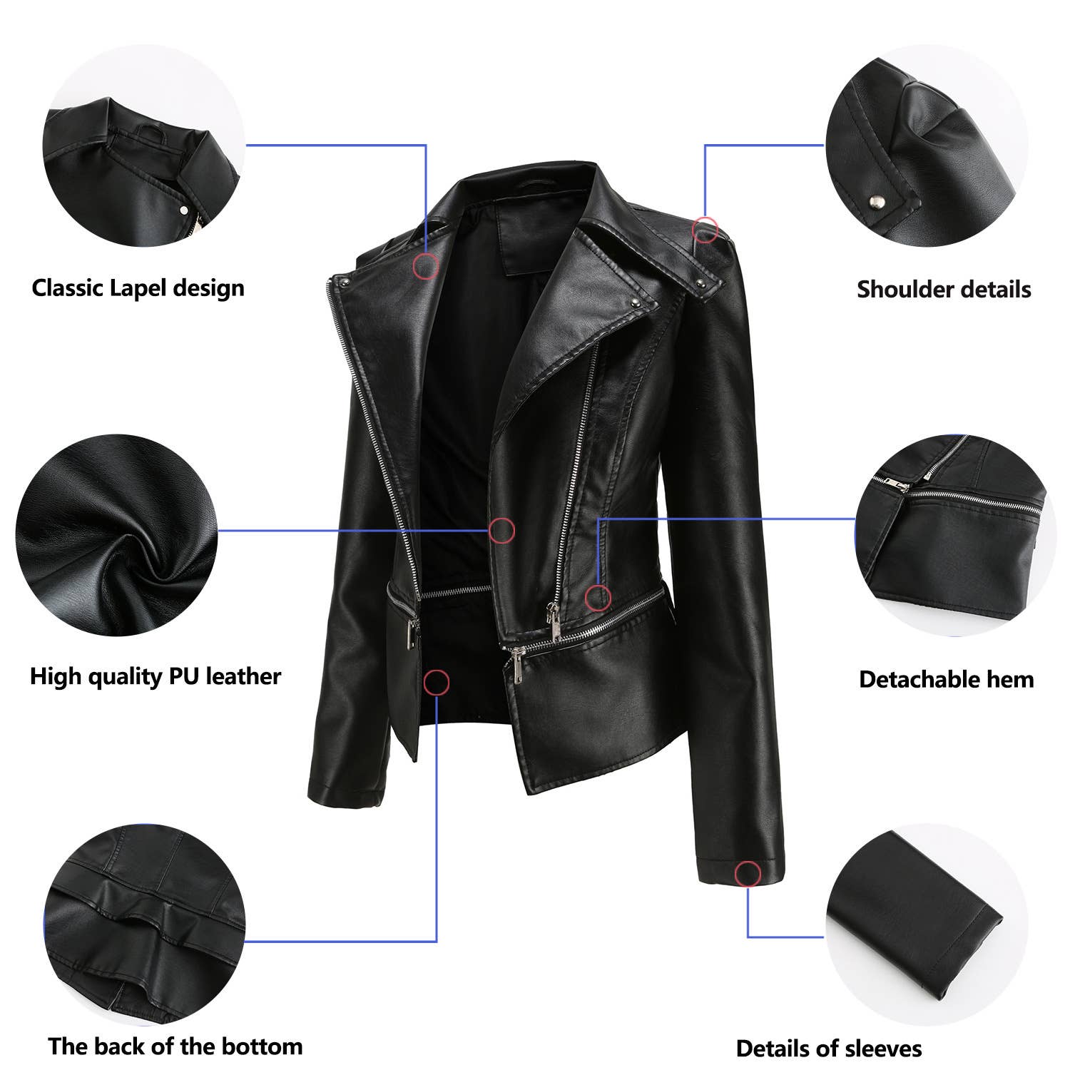 Womens Leather Garment With Removable Hem