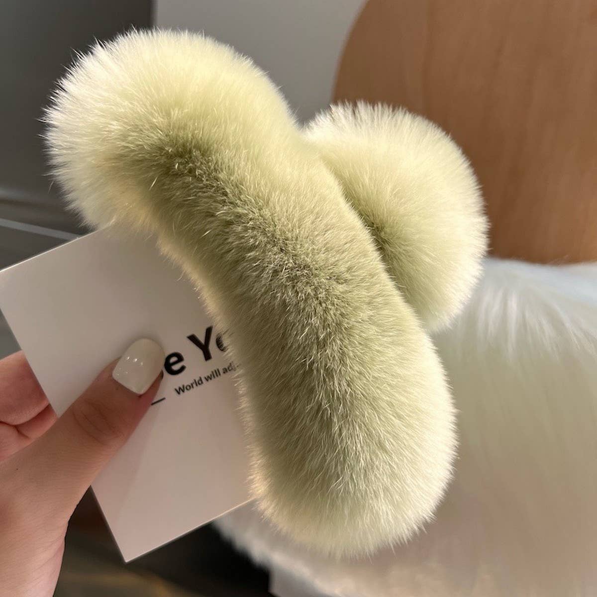 LARGE REAL REX RABBIT FUR HAIR CLAW CUTE COZY_CWAHA3302