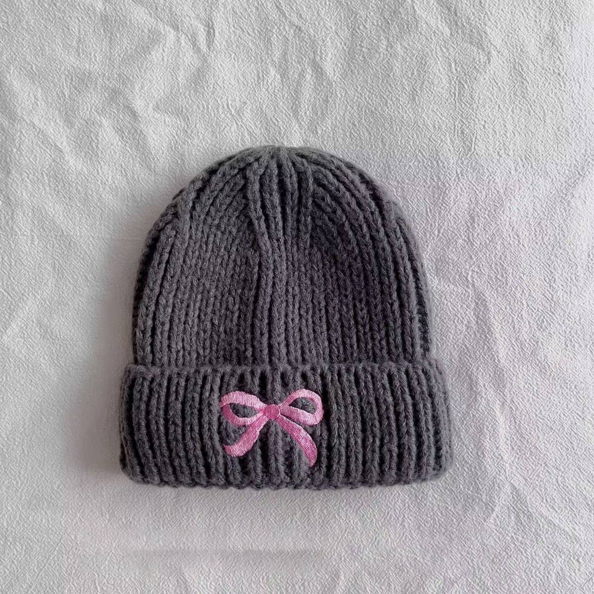 PERSONALIZED BOW CHILDRENS WARM KNITTED HAT_CWAH2927